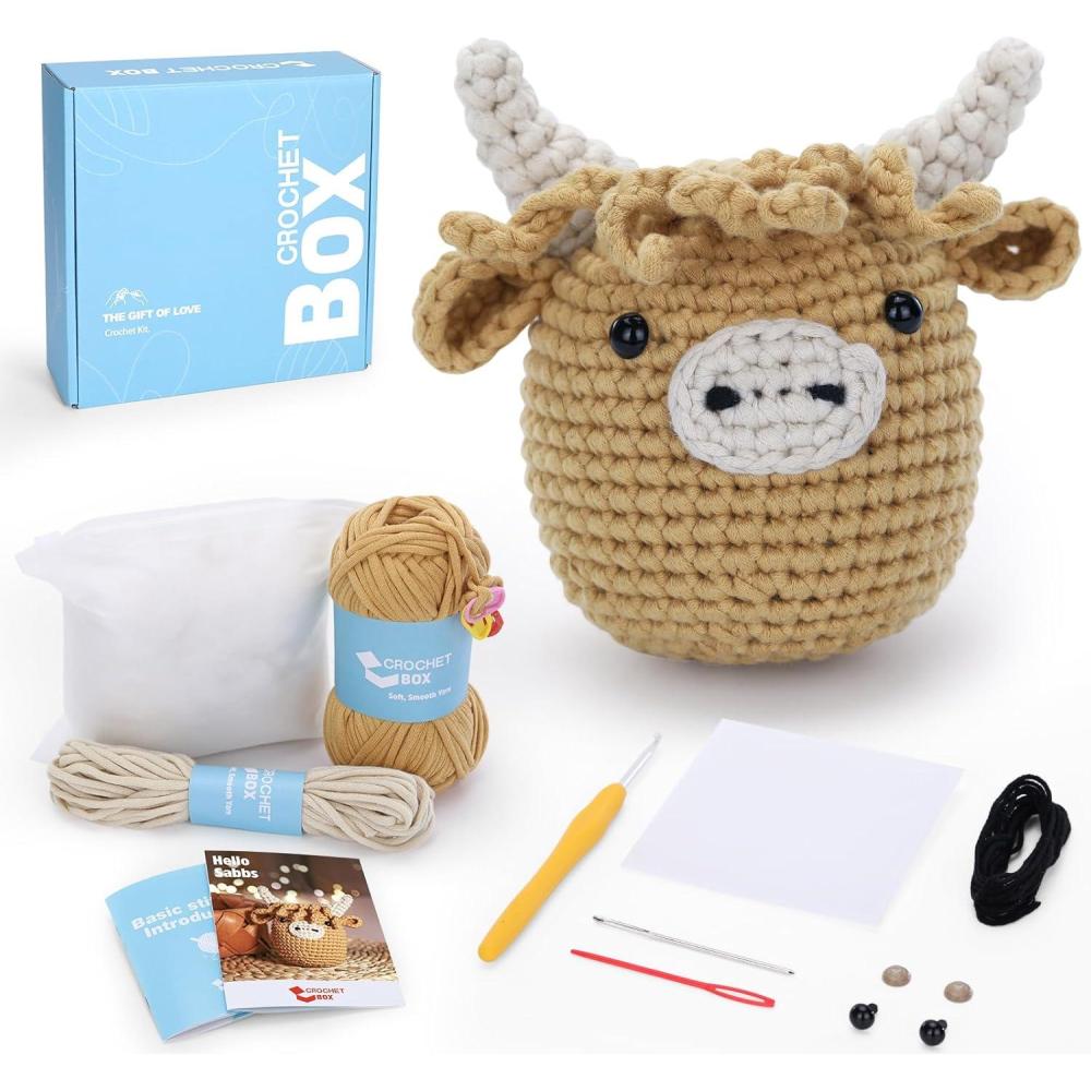 image:imageCrochet Kit for Beginners Adults  Pig and Cow Starters Crochet Kit Beginners Crocheting Kitting for Adults Teen DIY Craft Gifts with Crochets Yarns Hook StepbyStep Video InstructionYak