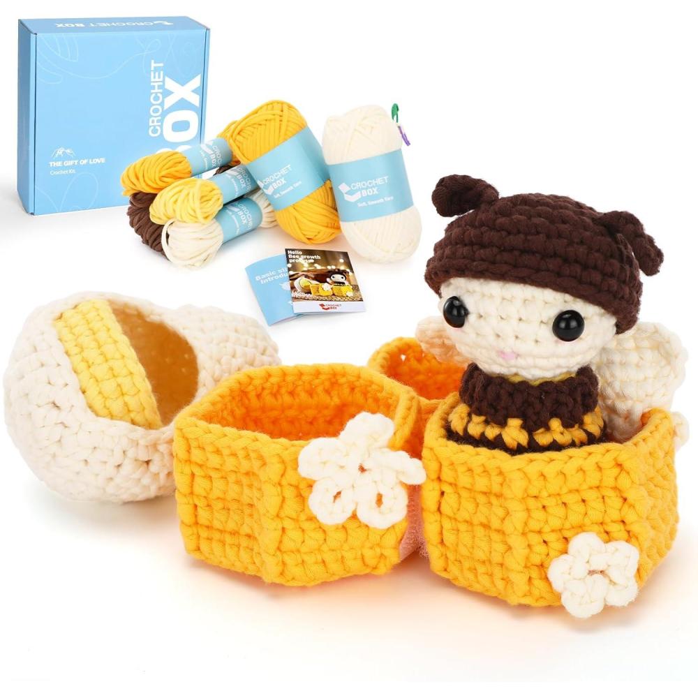 image:imageCrochet Kit for Beginners Adults  Pig and Cow Starters Crochet Kit Beginners Crocheting Kitting for Adults Teen DIY Craft Gifts with Crochets Yarns Hook StepbyStep Video InstructionBee grew up