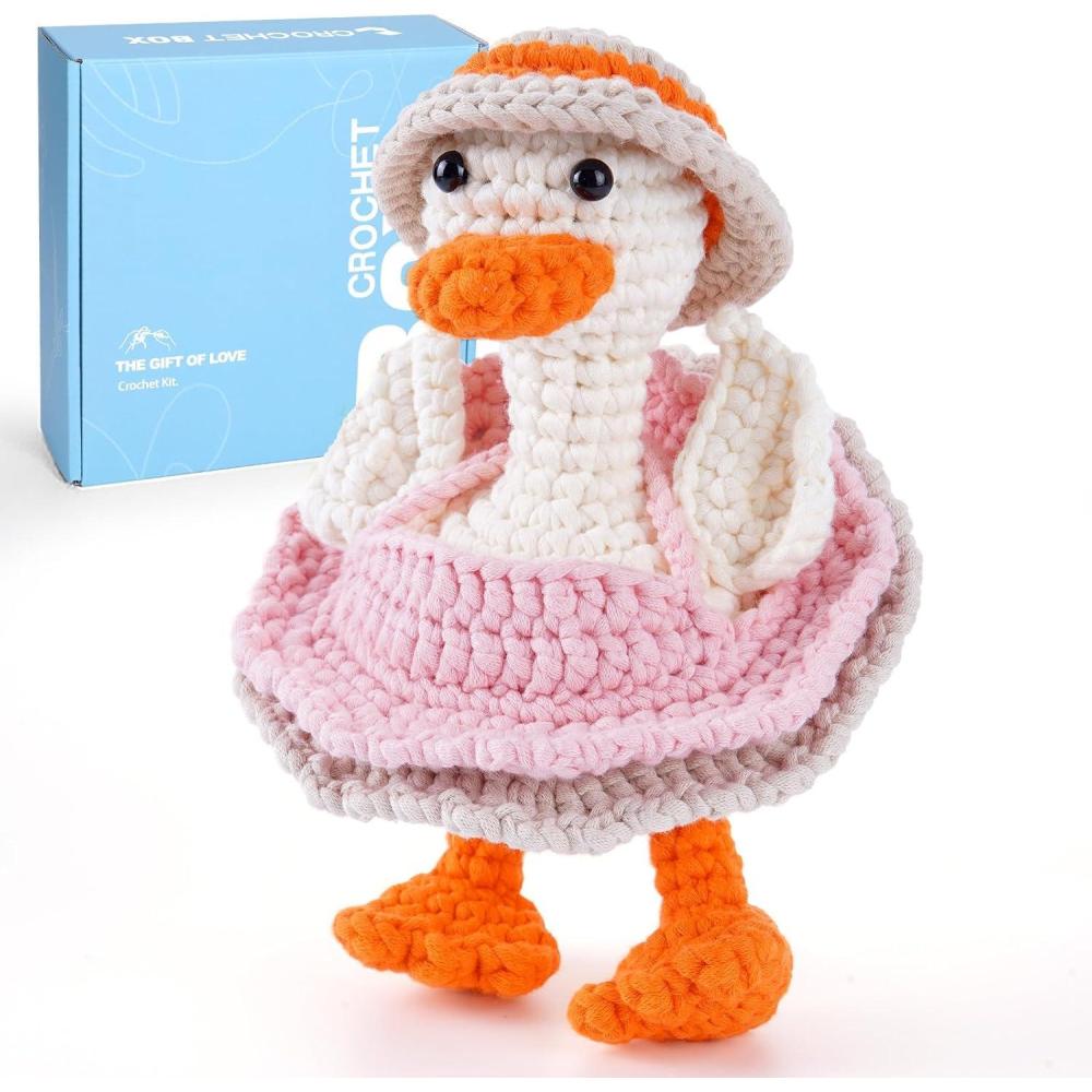 image:imageCrochetBox Crochet Kit for Beginners Adults  Starters Crochet Kit Beginners Crocheting Kitting for Adults Teen Craft Gifts with Crochets Yarns Hook StepbyStep Video InstructionPorch Goose