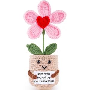 Crochet Positive Sunflower Capybara Pot with Never, Handmade Appreciation Inspirational Gift, Long Distance & Retirement Present for Women Men Teacher Friend, Desk Decor(Sunflower-never)