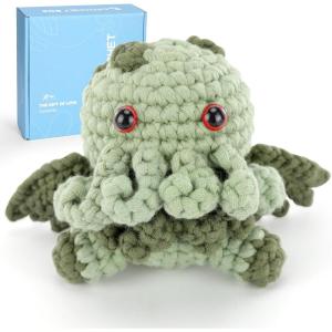 CrochetBox Crochet Kit for Beginners Adults – Starters Crochet Kit, Beginners Crocheting Kitting for Adults Teen, Craft Gifts with Crochets Yarns, Hook, Step-by-Step Video, Instruction(Cthulhu)