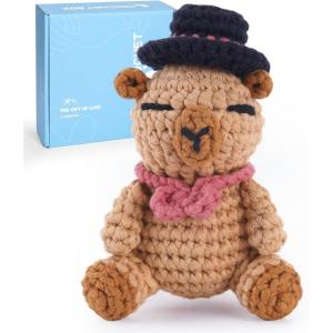 CrochetBox Crochet Kit for Beginners Adults – Starters Crochet Kit, Beginners Crocheting Kitting for Adults Teen, Craft Gifts with Crochets Yarns, Hook, Step-by-Step Video, Instruction(Capybara)